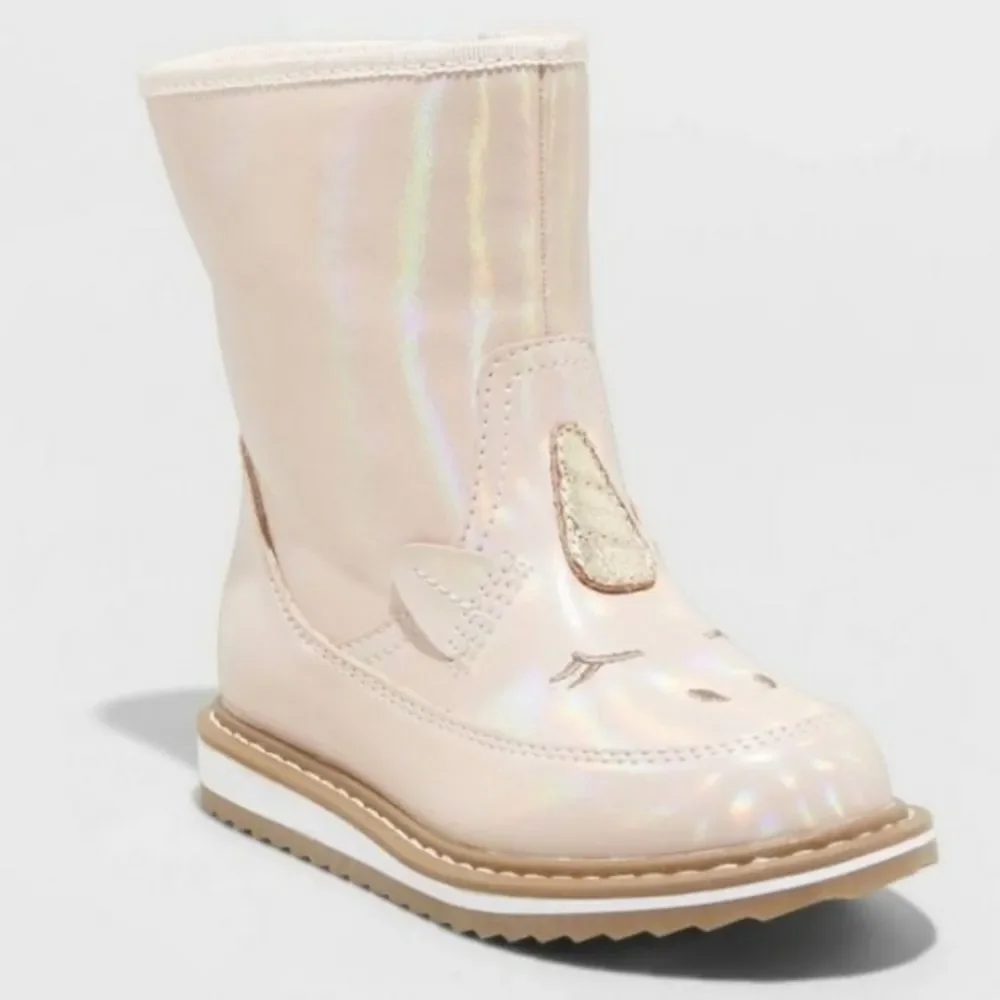 Toddler Girls' Isla Unicorn Zipper Slip-On Winter Boots - Cat & Jack Pink Size 5